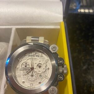 Invicta Silver and Cream Chronograph Watch